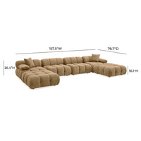Vogue 157.6" Cafe Au Lait Performance Velvet 6-piece Modular U-Sectional
