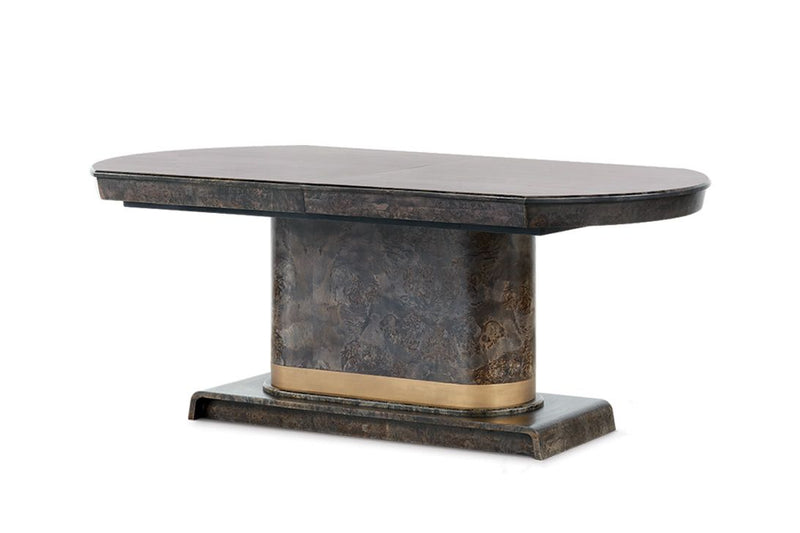 Harriet 75.5" - 97.5" Arabica Burl & Gold Extension Dining Table