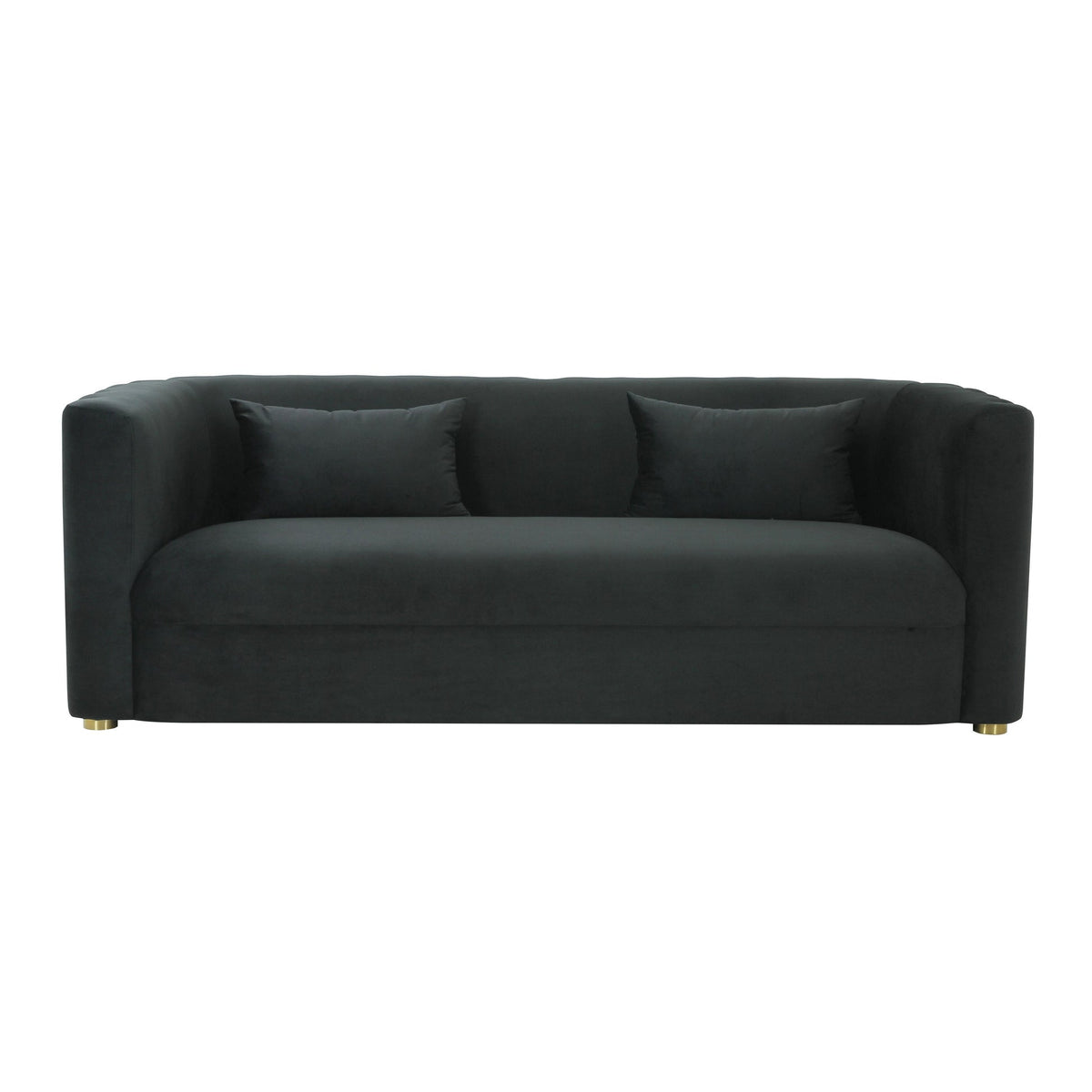 Laurent 84.3" Plush Black Velvet Sofa