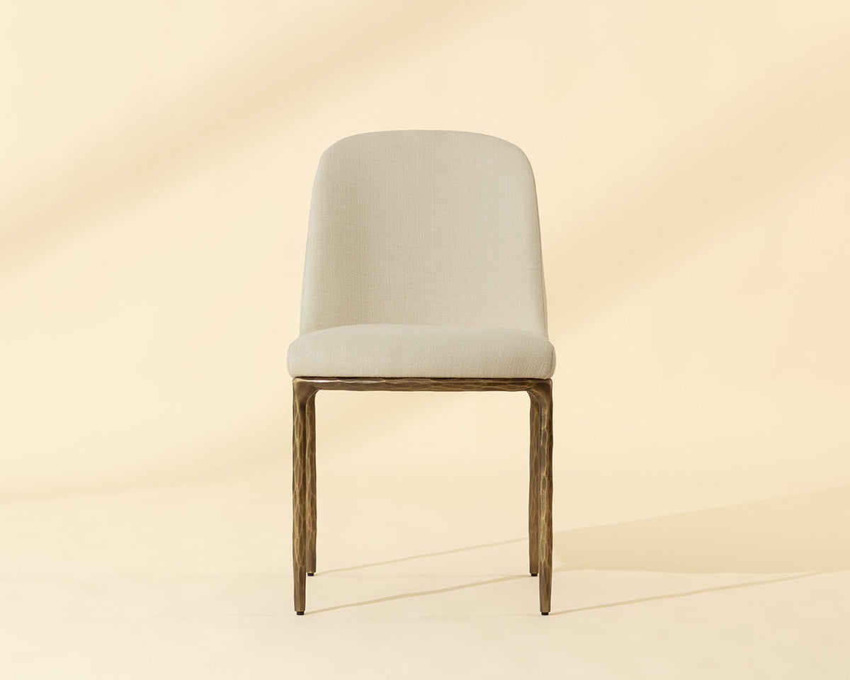 Nestor Cream Performance Fabric & Antique Brass Dining Chair (Set of 2)
