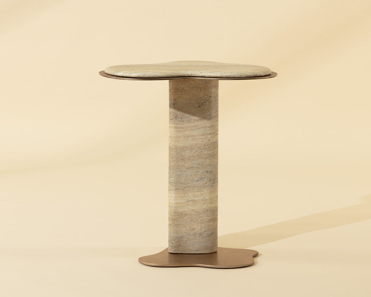 Isola Sand Faux Travertine Concrete Indoor Outdoor Accent Table