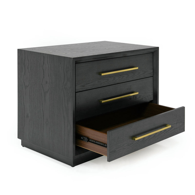 Pentra Contemporary Grey and Gold Nightstand