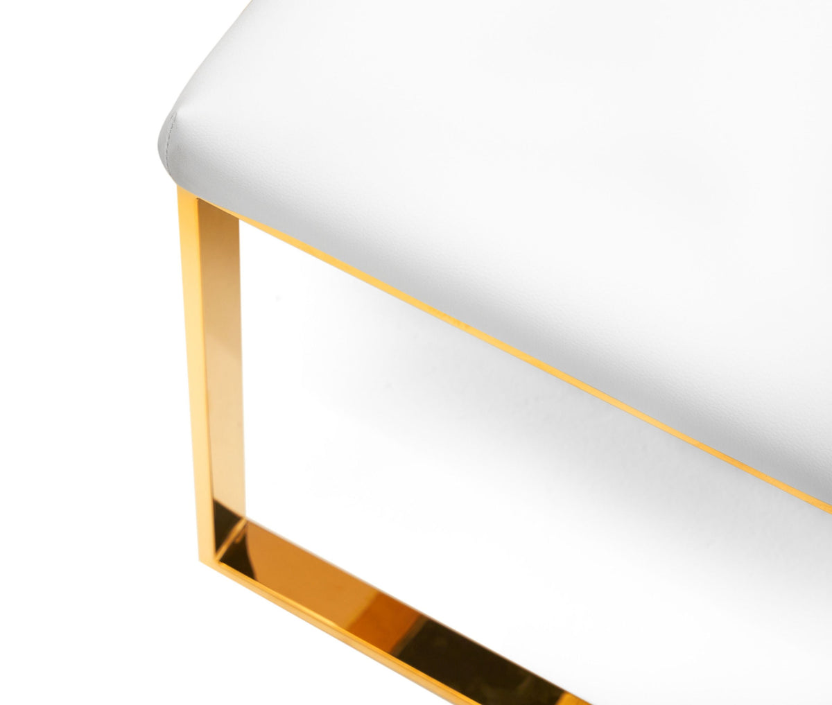 Camille Modern White Faux Leather & Gold Dining Chair