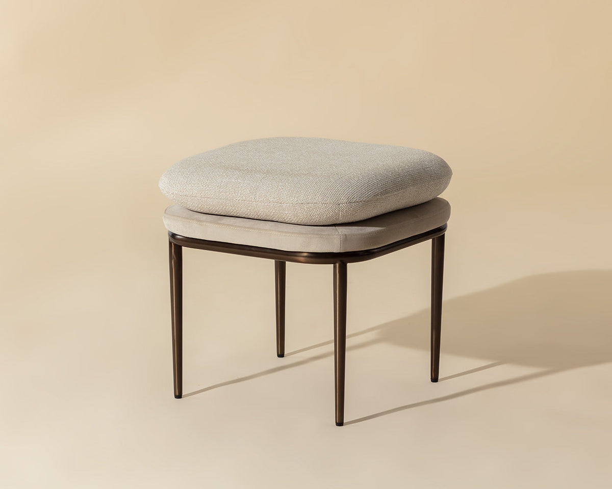 Koffi Cream/Taupe & Bronze Ottoman