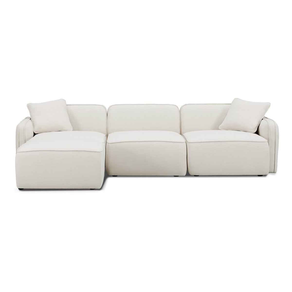 Travie 111" Sand Upcycled Linen 4-Piece Modular Sectional