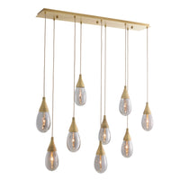 Giselle 51" Smoke Glass & Antique Brass Linear Multi-Port Chandelier