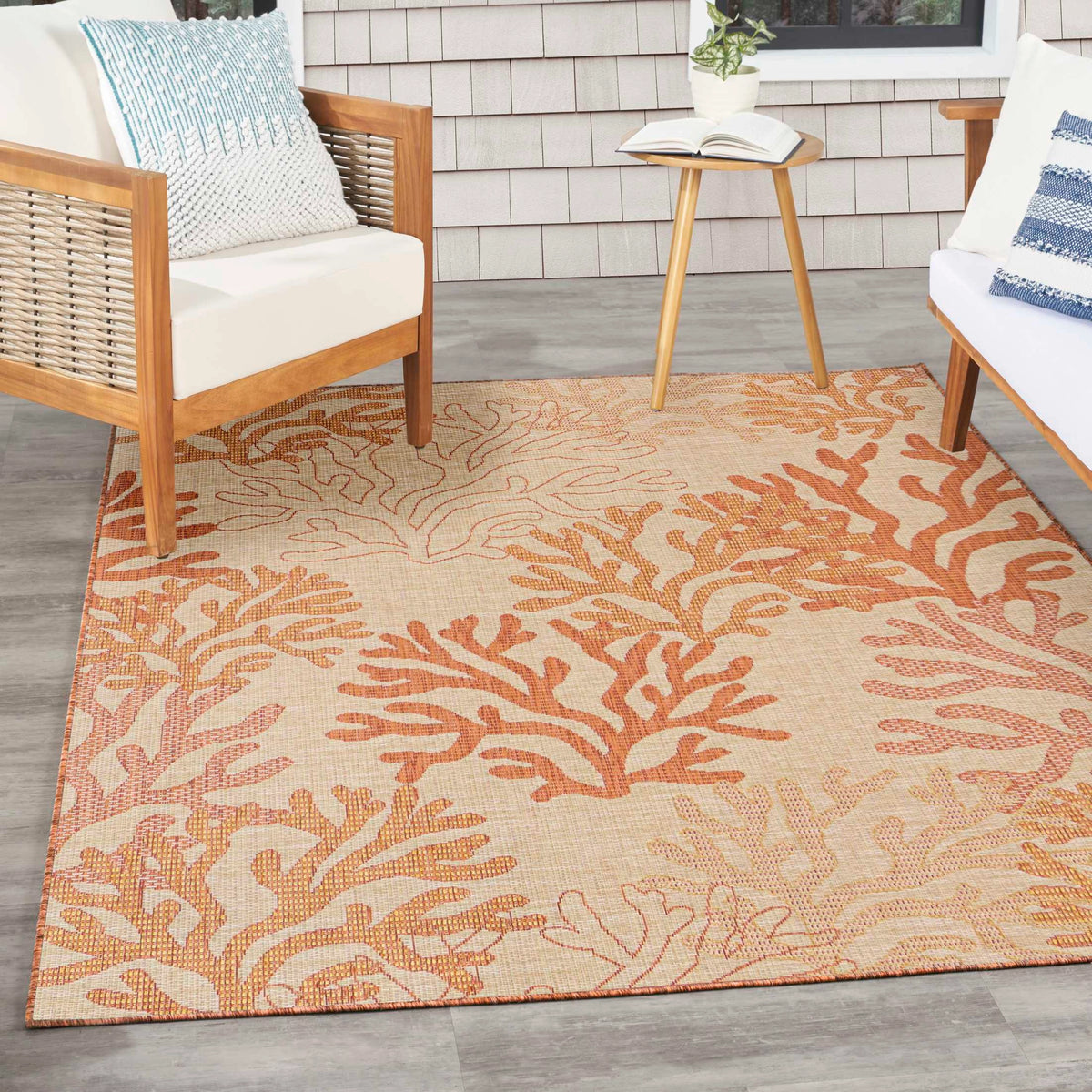 Annaleisa Indoor/Outdoor Coral Area Rug - Elegance Collection