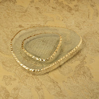 Alida 12 Large & 12 Small Textured Organic Shape Plate with Jagged Gold Rim (24 Plates)