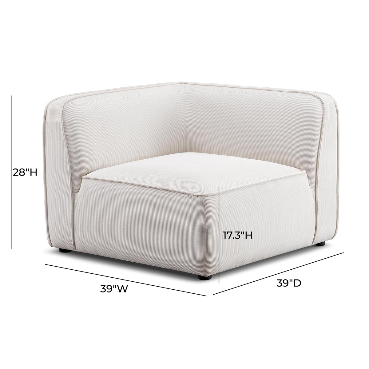 Travie White Sand Performance Corduroy Velvet Corner Chair