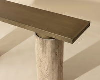 Ashva Natural Travertine & Brass Console Table