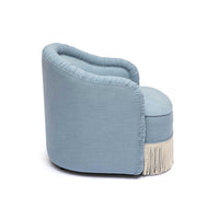 Pamela Faded Blue Upcycled Performance Fabric Tassel Accent Chair