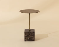 Meridia Antique Brass & Brown Emperador Marble Accent Table