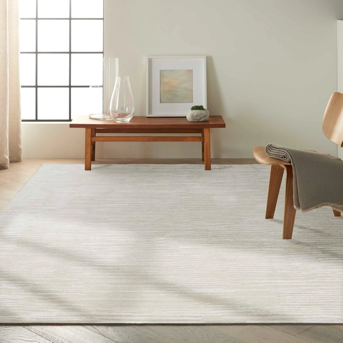 Delilah Ivory Silky Luxcelle & Wool Area Rug