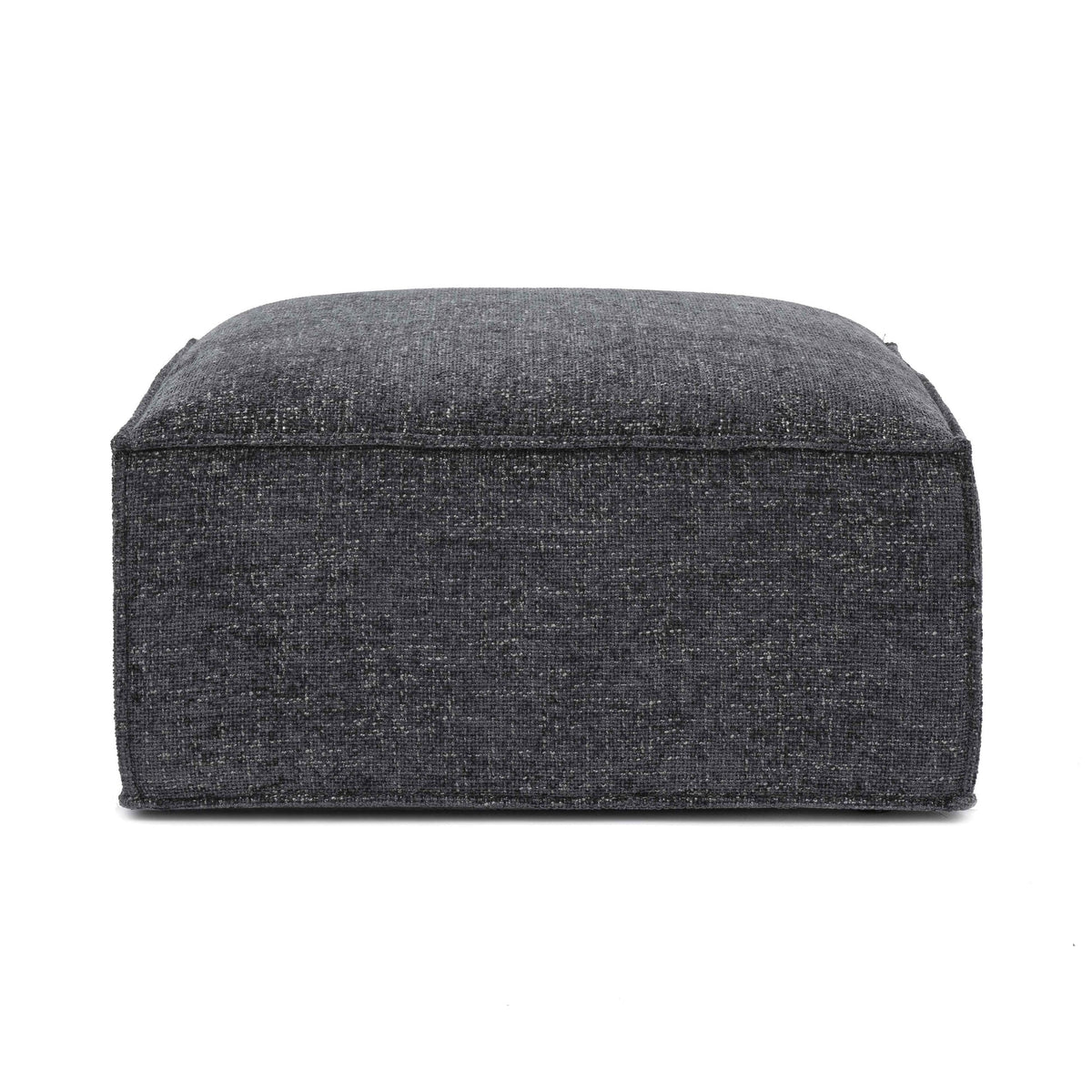 Mindy Charcoal Performance Chenille Basketweave Ottoman