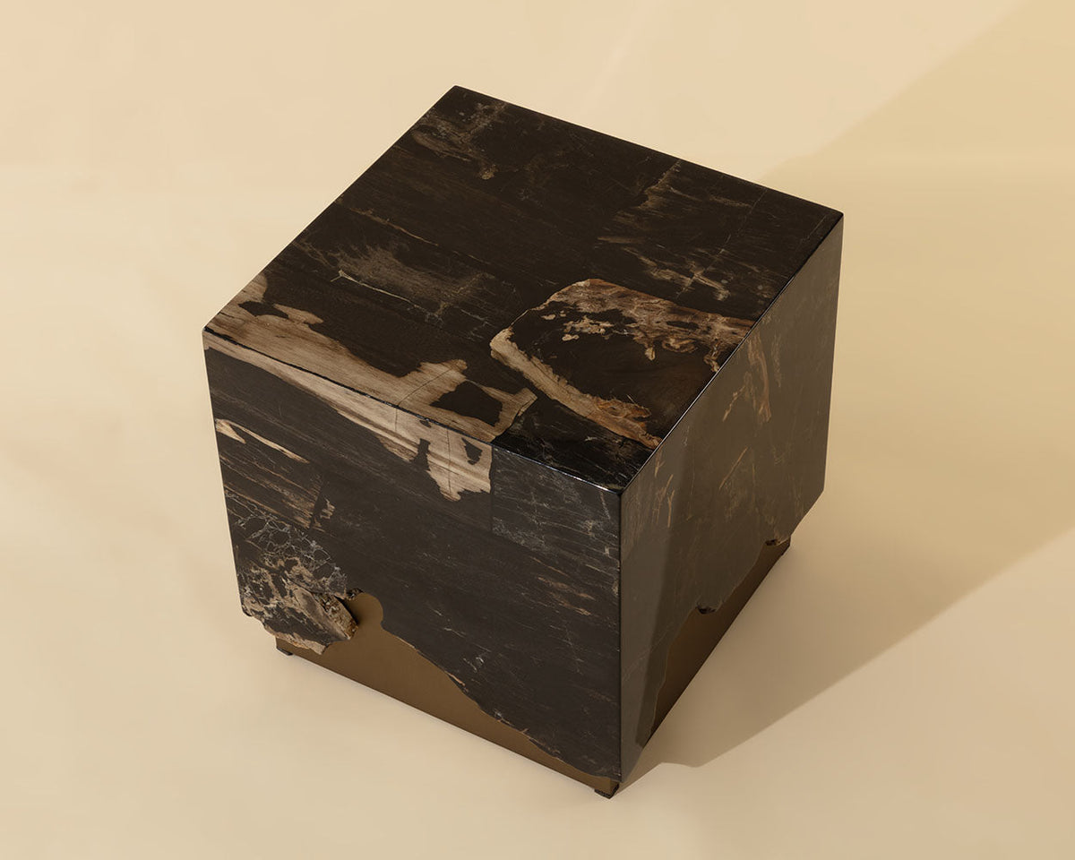 Truett 20" Black Polished Wood & Gold End Table