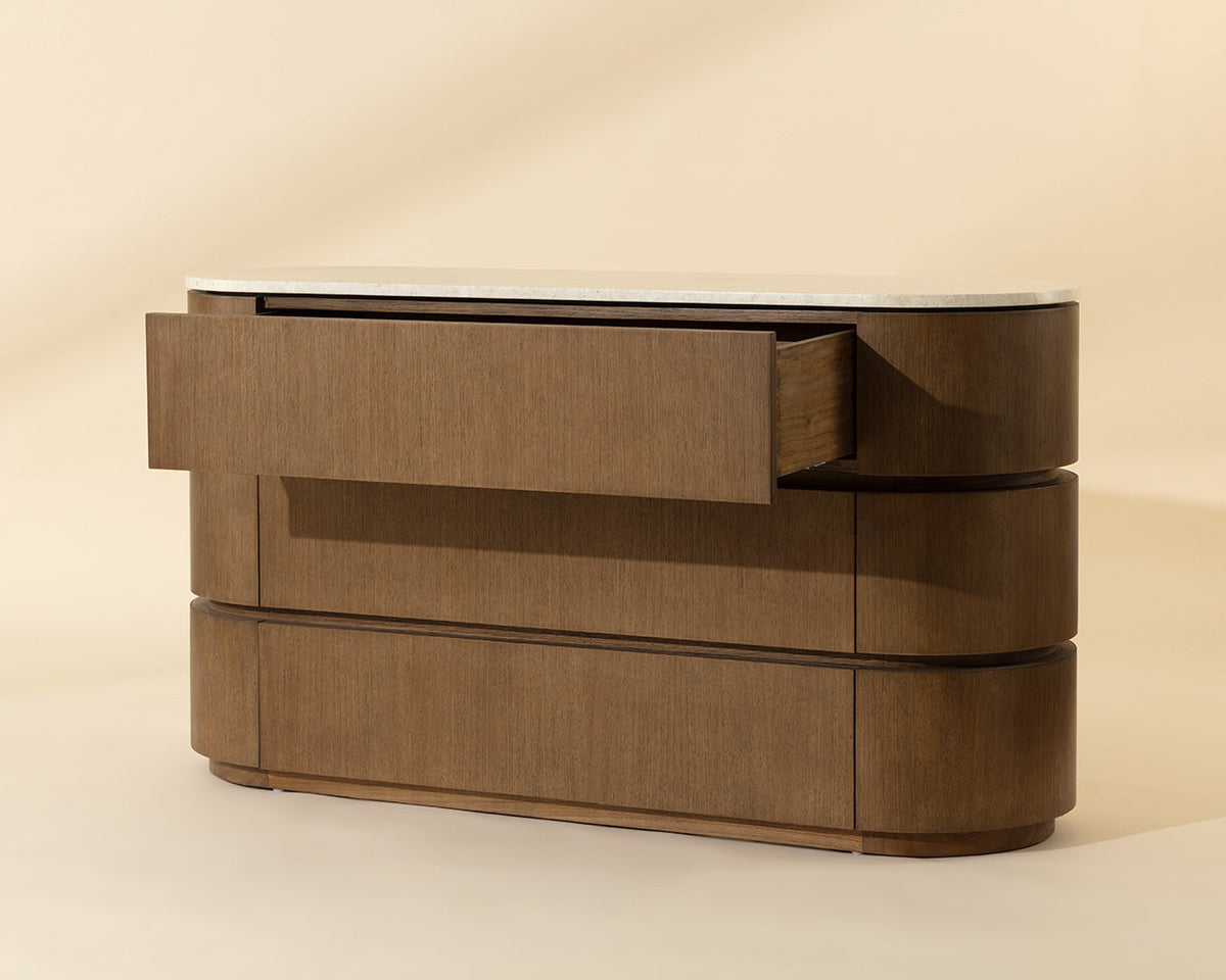 Caldora 59" Oak Veneer & Marble Top Dresser