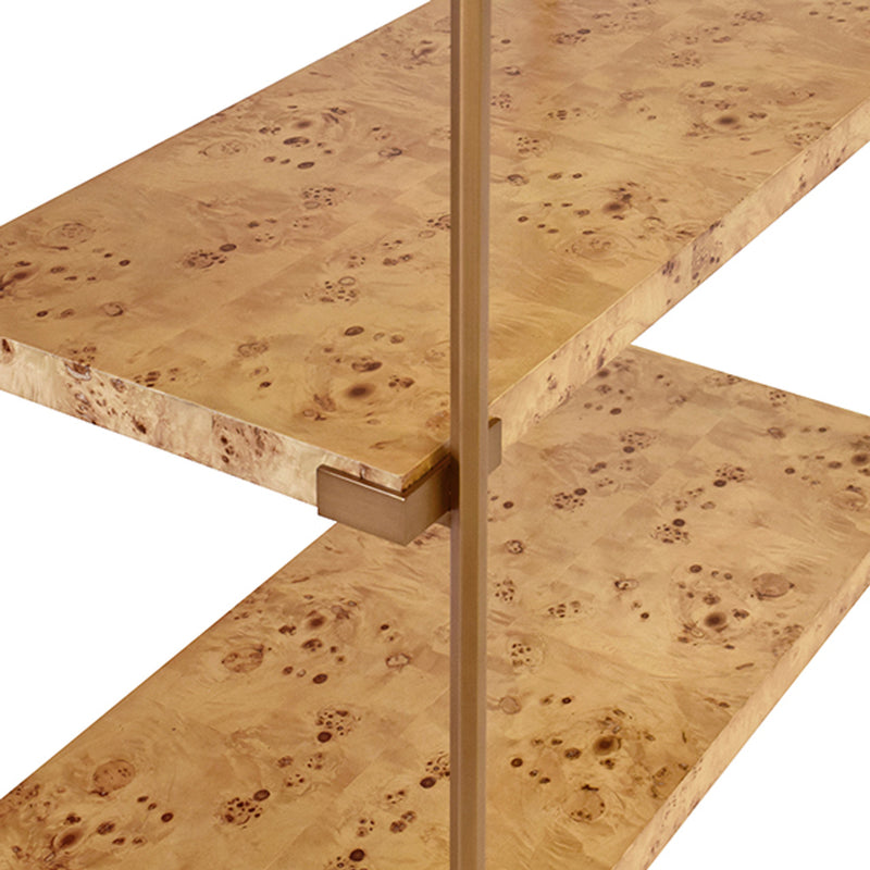 Jillian Burl Wood & Brass Shelving