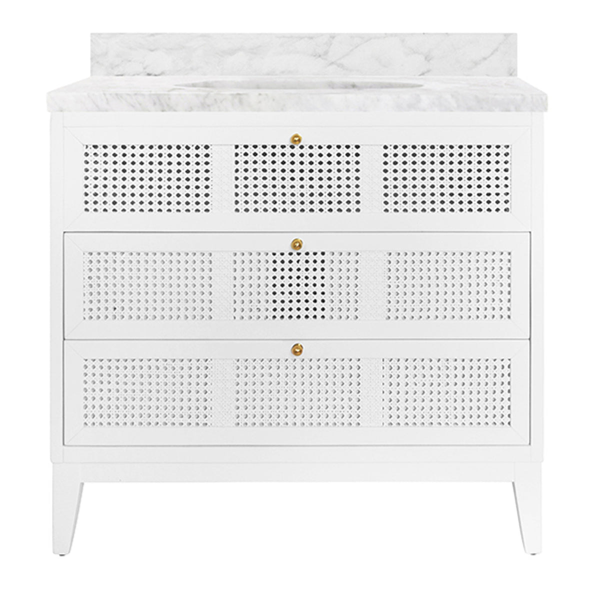 Sariah 36.5" White Cane & Marble Bath Linen