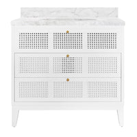 Sariah 36.5" White Cane & Marble Bath Linen