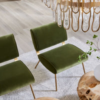 Loly Green Velvet & Gold Accent Chair