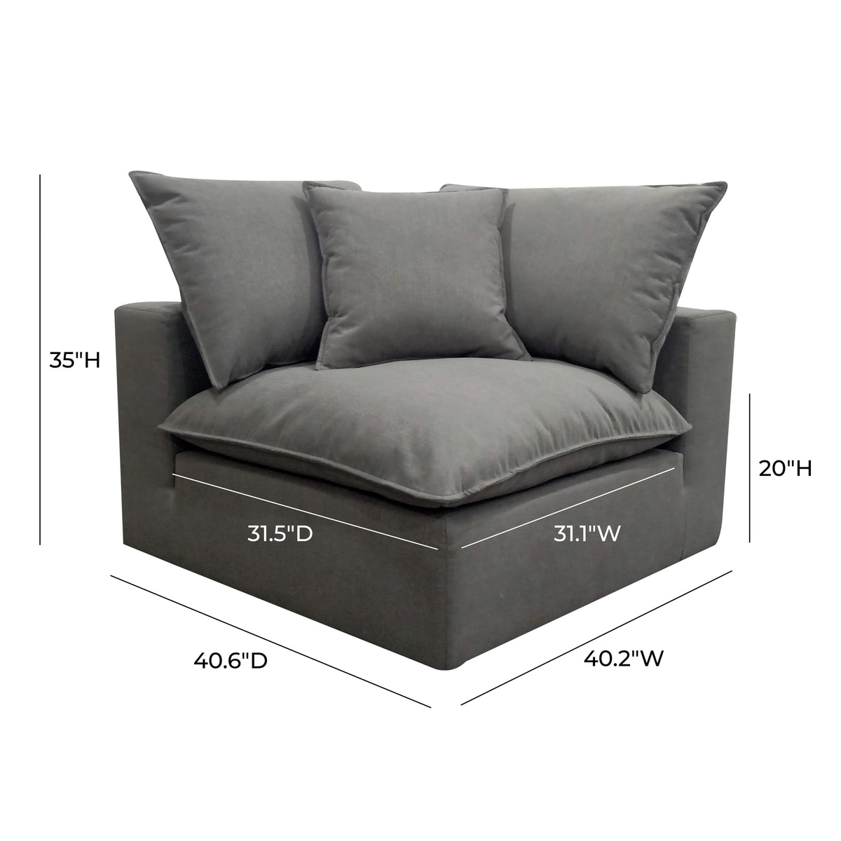 Cali Slate Performance Fabric Modular Corner Chair