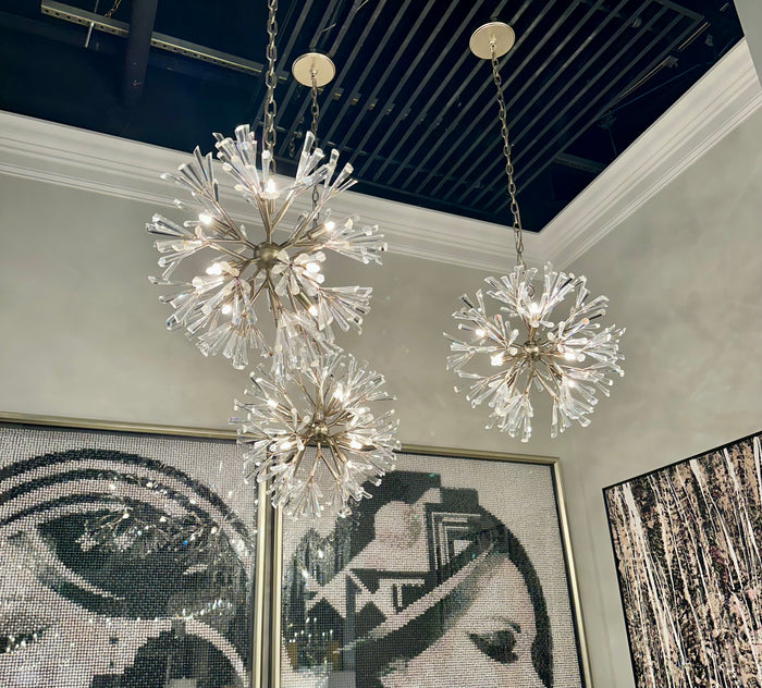 Barclay Crystal Eight-Light Pendant Chandelier Branched Nine-Light Chandelier - Luxury Living Collection