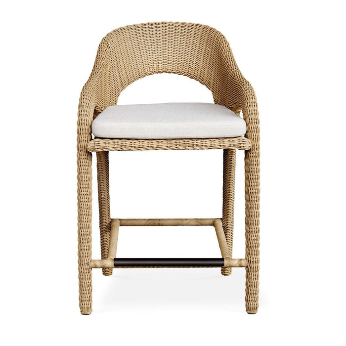 Avenue White & Wicker All Weather Outdoor Counter Stool
