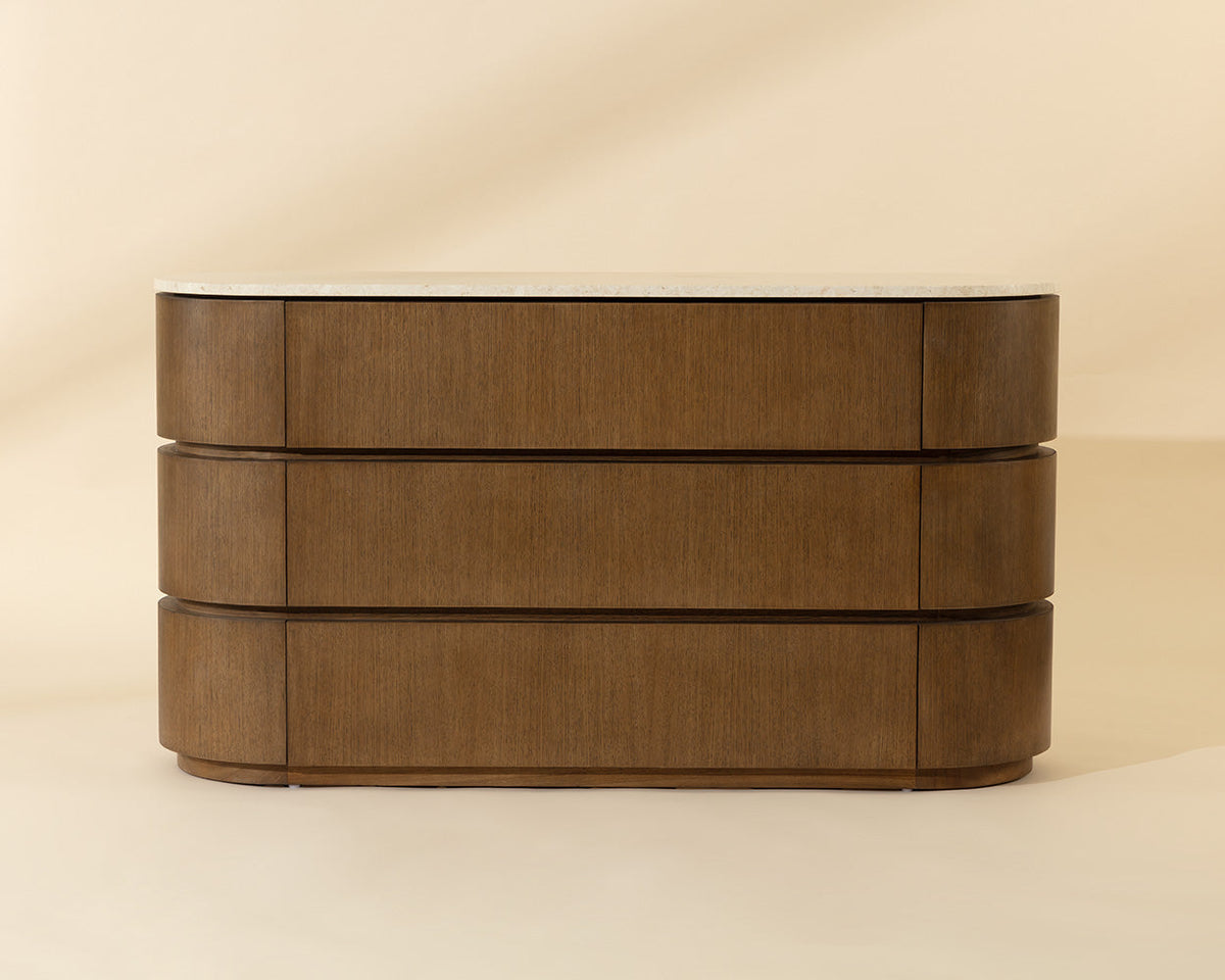 Caldora 59" Oak Veneer & Marble Top Dresser