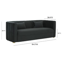 Laurent 84.3" Plush Black Velvet Sofa