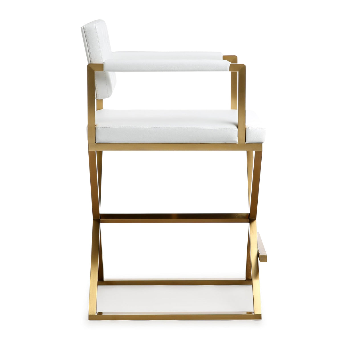 Lila White Gold Steel Faux Leather Counter Stool - Luxury Living Collection