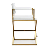 Lila White Gold Steel Faux Leather Counter Stool - Luxury Living Collection