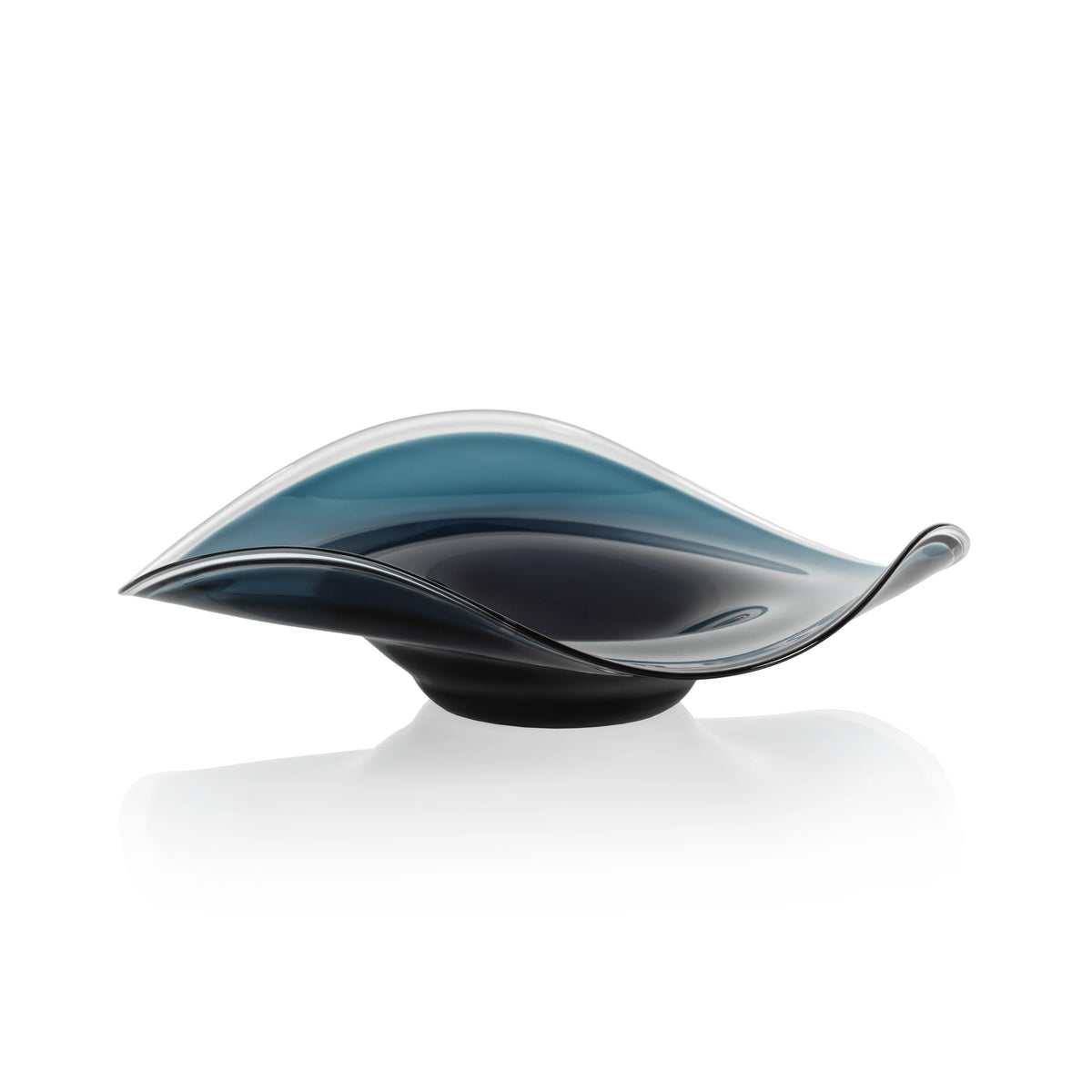 Ocean Waves Oversized Blue Glass Bowls - Set of 2 (2 Sizes Available)