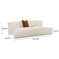 Pablo 84.2" Plush Cream Performance Boucle Modular Armless Loveseat