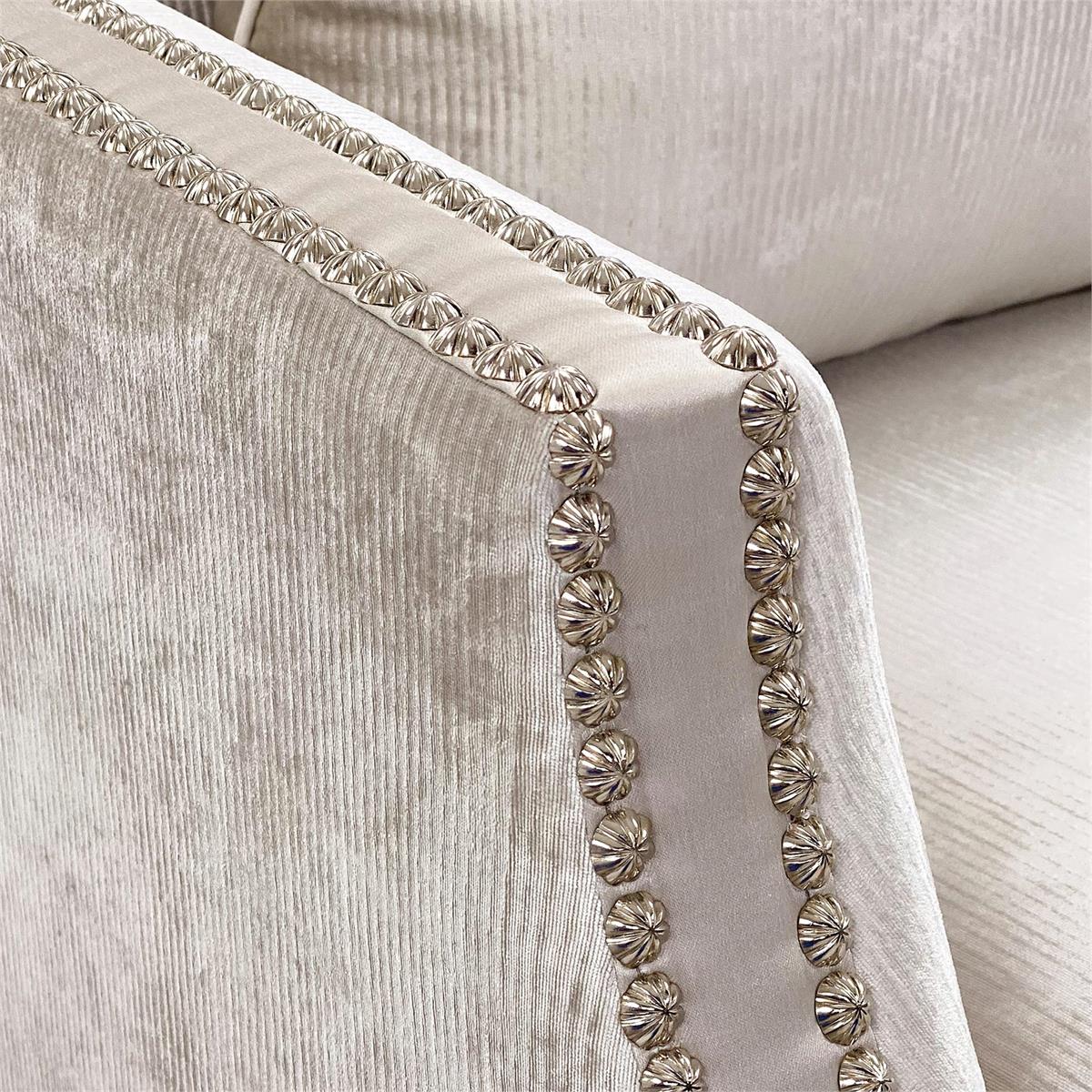 Baron Pale Grey Velvet Armchair with Burnished Silver Legs