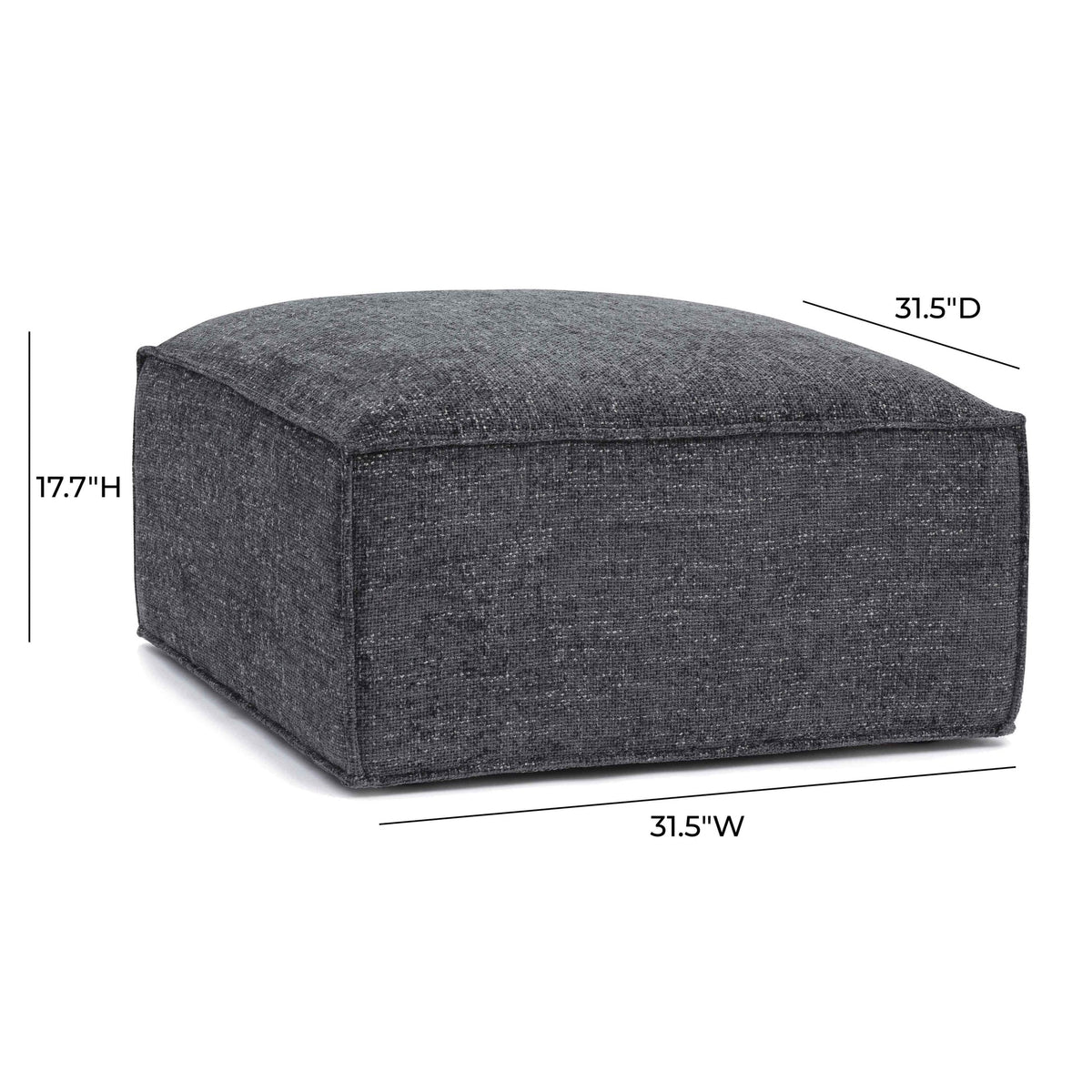 Mindy Charcoal Performance Chenille Basketweave Ottoman