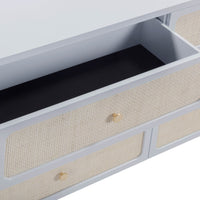 Ameline Pastel Blue Rattan 6 Drawer Dresser