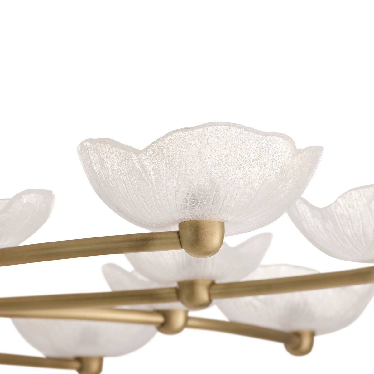 Fleurana 54" White Frosted Seeded Glass & Antique Brass Chandelier