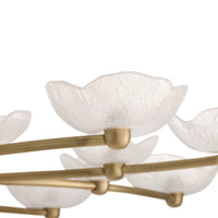 Fleurana 54" White Frosted Seeded Glass & Antique Brass Chandelier