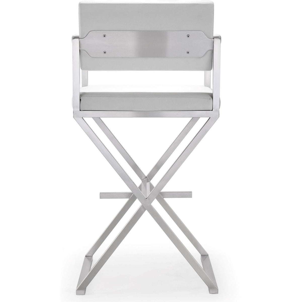 Lila White Faux Leather & Steel Barstool - Luxury Living Collection