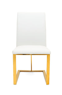 Camille Modern White Faux Leather & Gold Dining Chair