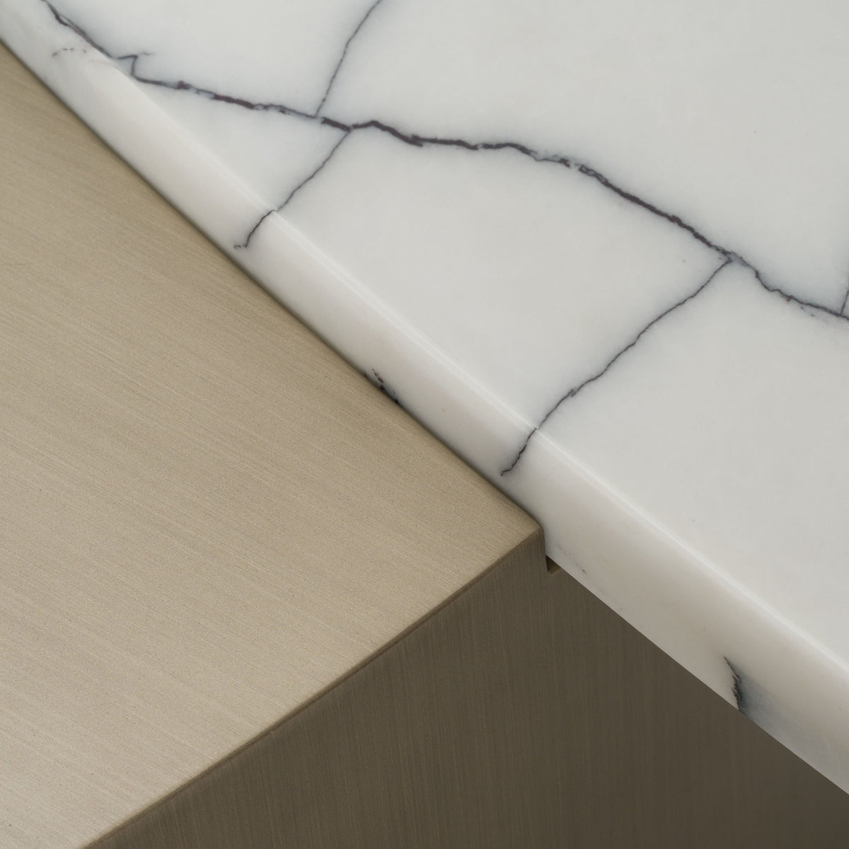 Magnolia 54" Modern White Marble & Antique Brass Coffee Table