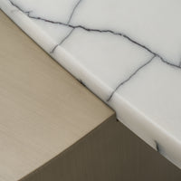 Magnolia 54" Modern White Marble & Antique Brass Coffee Table
