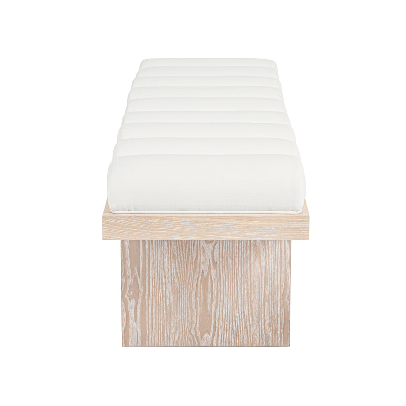 Delphine Natural White Linen & Cerused Oak Bench