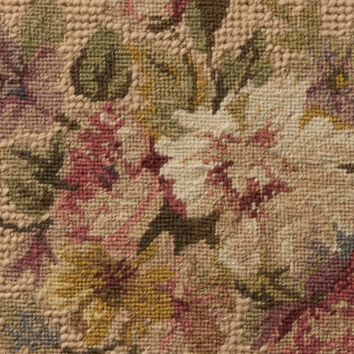 Taylor Vintage Beige Floral Bouquet 19" x 19" Throw Pillow