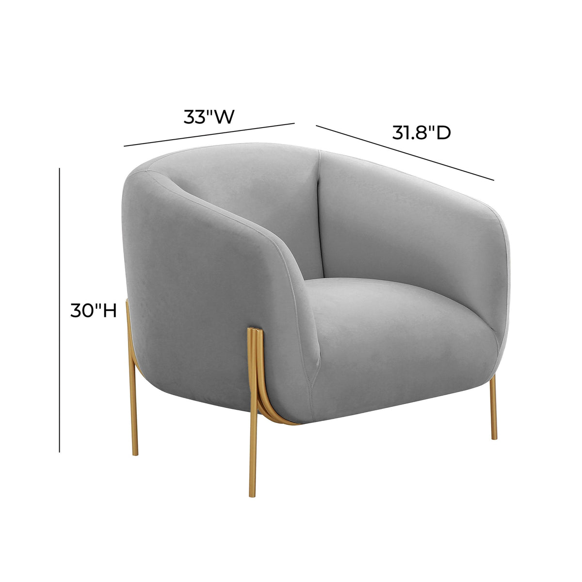 Katie Grey Velvet Accent Chair - Luxury Living Collection