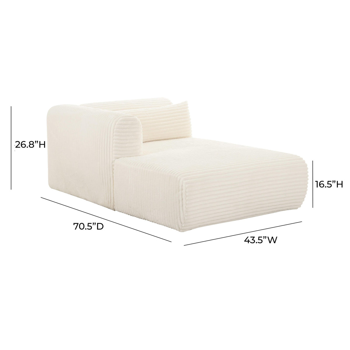 Telav 71" Fluffy Oversized Cream Performance Corduroy Modular LAF Chaise