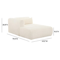 Telav 71" Fluffy Oversized Cream Performance Corduroy Modular LAF Chaise