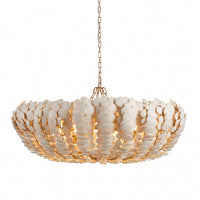 Bilal 52" Ivory Coco Shell & Antique Brass Round Chandelier