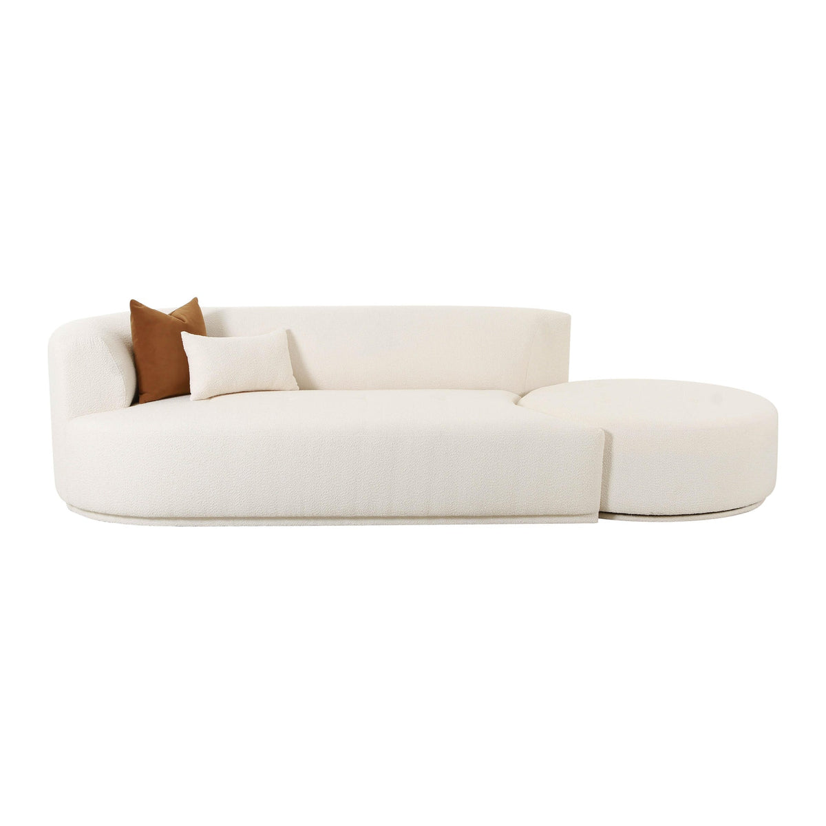 Pablo 112.2" Plush Cream Boucle 2-Piece Chaise Modular LAF Sofa