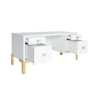 Camilla White Desk with Acrylic & Gold Accents